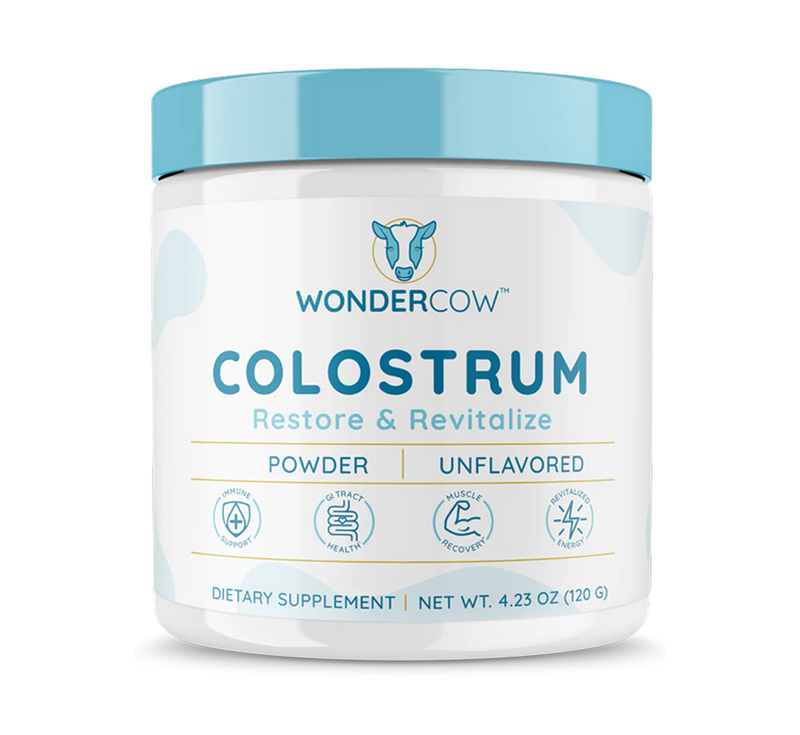 WONDERCOW Colostrum Supplement Powder for Gut Health, Immune Support & Wellness | Natural IgG Pure Whole Bovine Colostrum Superfood, Unflavored, 60 Servings