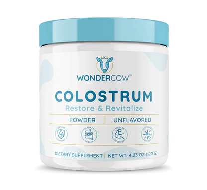 WONDERCOW Colostrum Supplement Powder for Gut Health, Immune Support & Wellness | Natural IgG Pure Whole Bovine Colostrum Superfood, Unflavored, 60 Servings