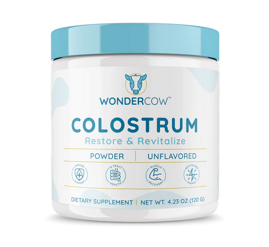 WONDERCOW Colostrum Supplement Powder for Gut Health, Immune Support & Wellness | Natural IgG Pure Whole Bovine Colostrum Superfood, Unflavored, 60 Servings